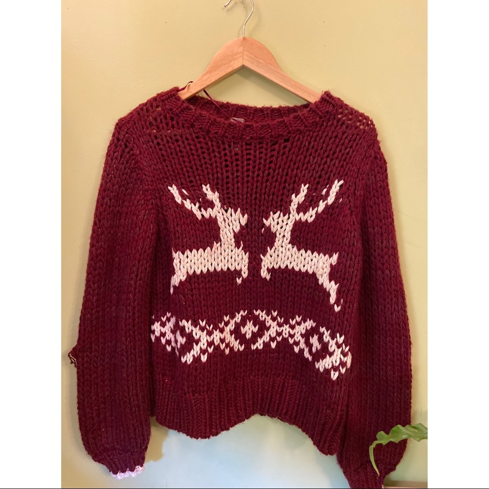 Free People Reindeer Dasher Prancer Sweater